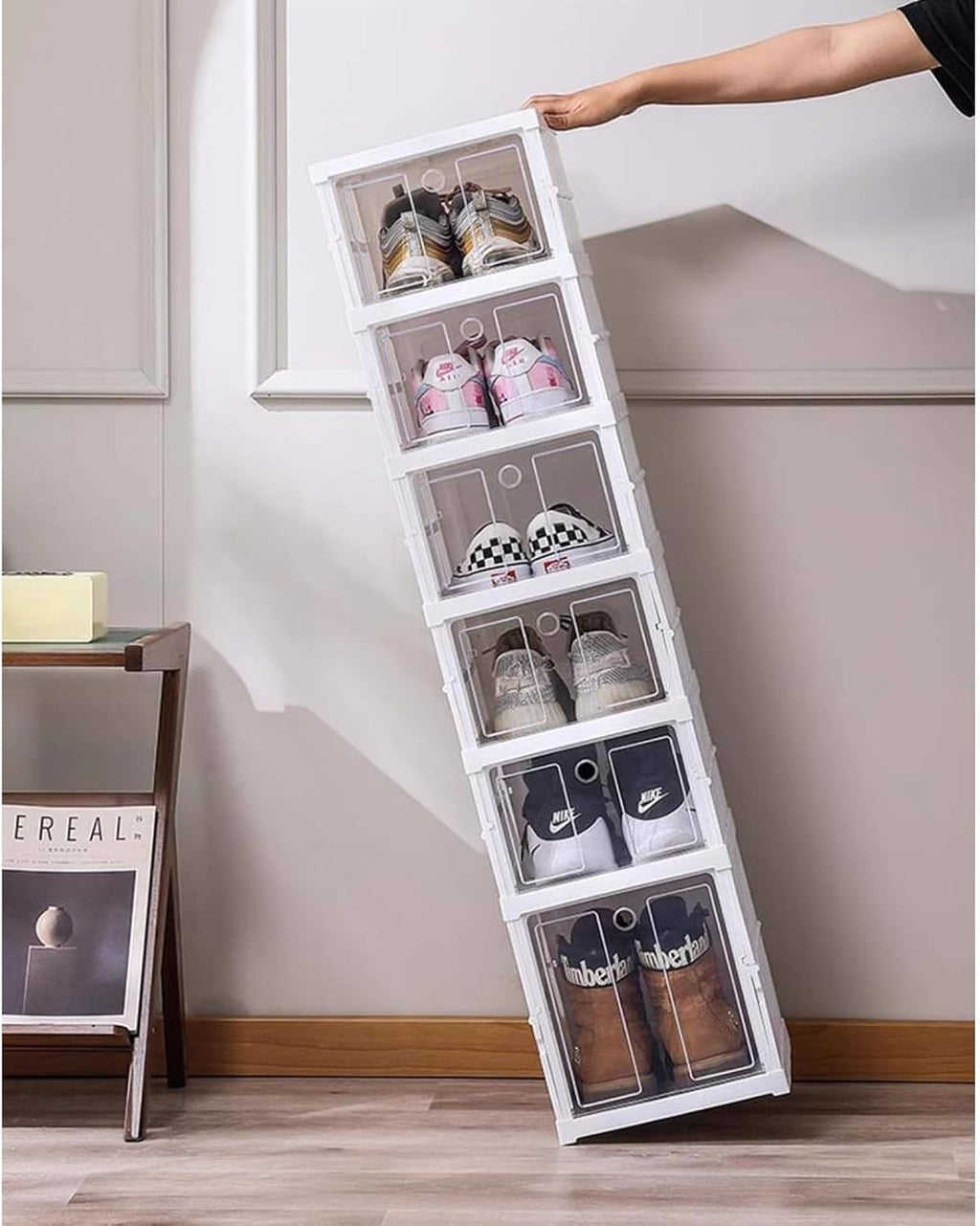 Meuble à Chaussures Pliable 6 Niveaux – Sans Installation, Transparent & Gain de Place