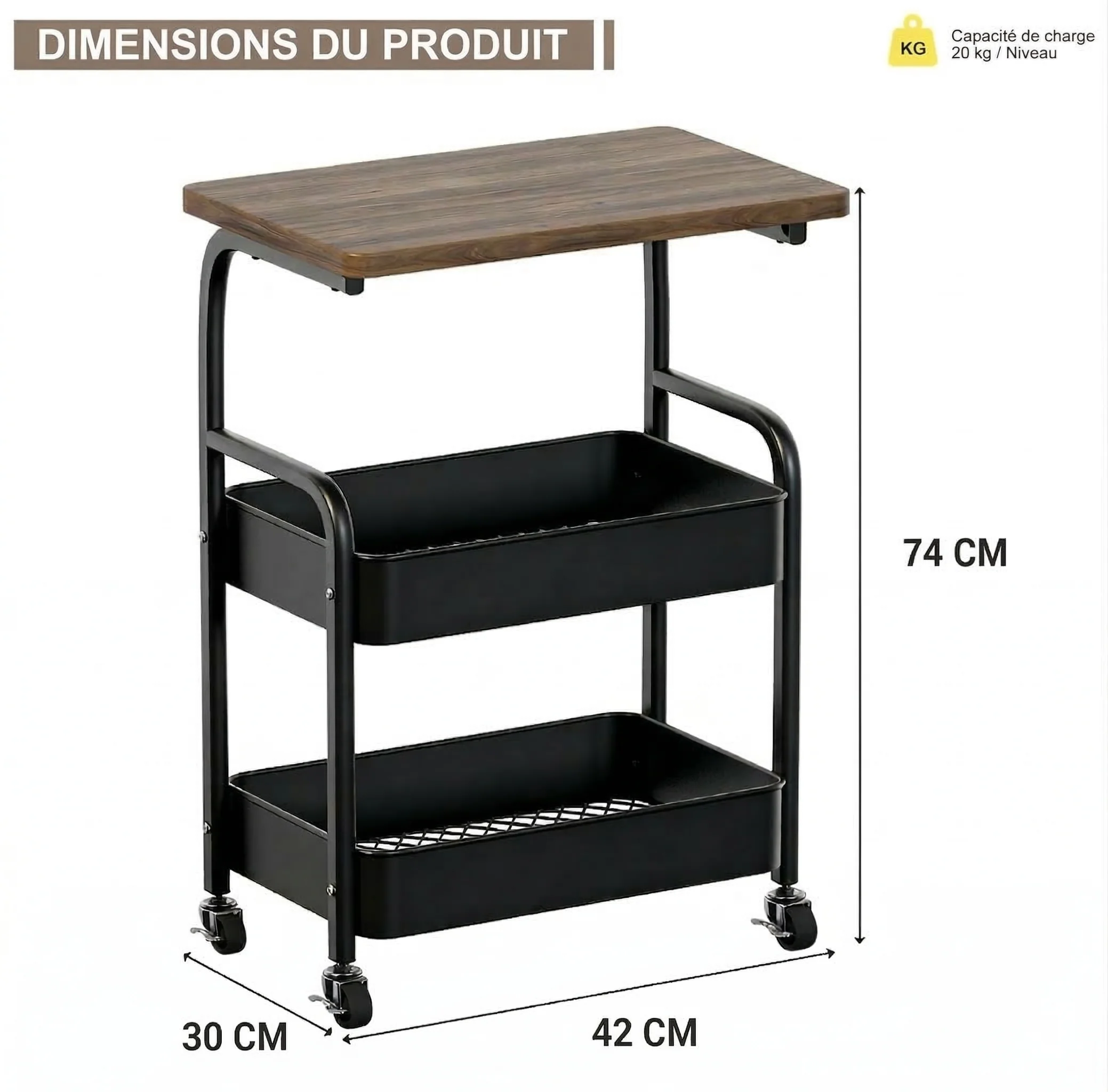 Chariot de Rangement Multifonctionnel – Pratique, Élégant et Facile à Déplacer