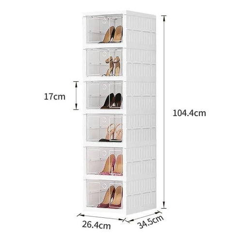 Meuble à Chaussures Pliable 6 Niveaux – Sans Installation, Transparent & Gain de Place