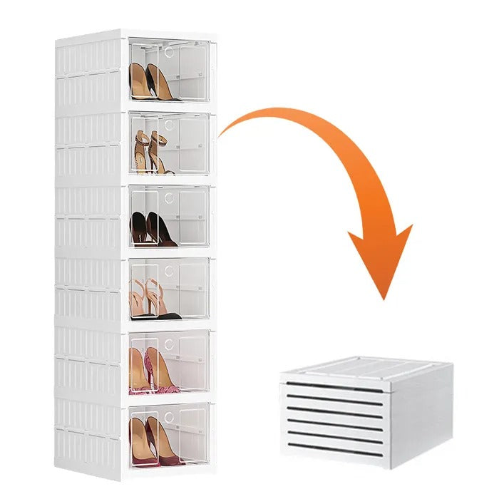 Meuble à Chaussures Pliable 6 Niveaux – Sans Installation, Transparent & Gain de Place
