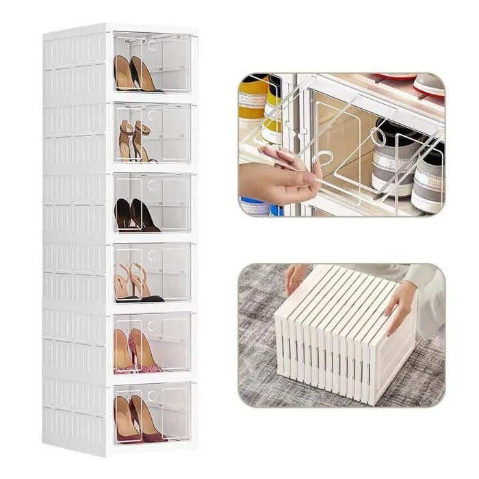 Meuble à Chaussures Pliable 6 Niveaux – Sans Installation, Transparent & Gain de Place